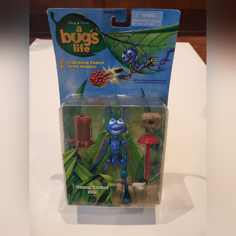 Vintage 90s Disney Pixar A Bug's Life Hang Glider FLIK Figure Baster Mattel 1998